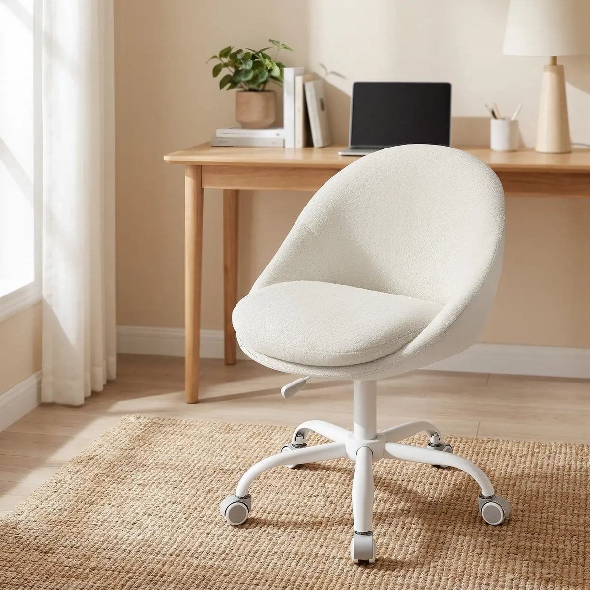 JOYFURNOS Sherpa Bürostuhl – höhenverstellbar – Beige/Weiß