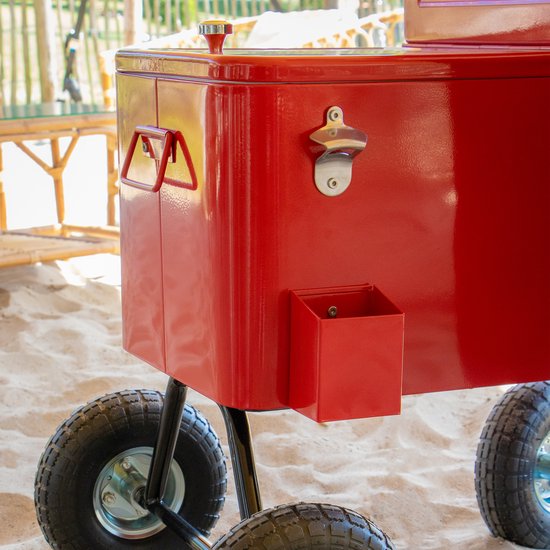 AXI Kühlwagen „Cooler“ in Rot – Handwagen – Kühlbox mit Rädern – 76 l Fassungsvermögen – Kühlbox mit Ablasshahn