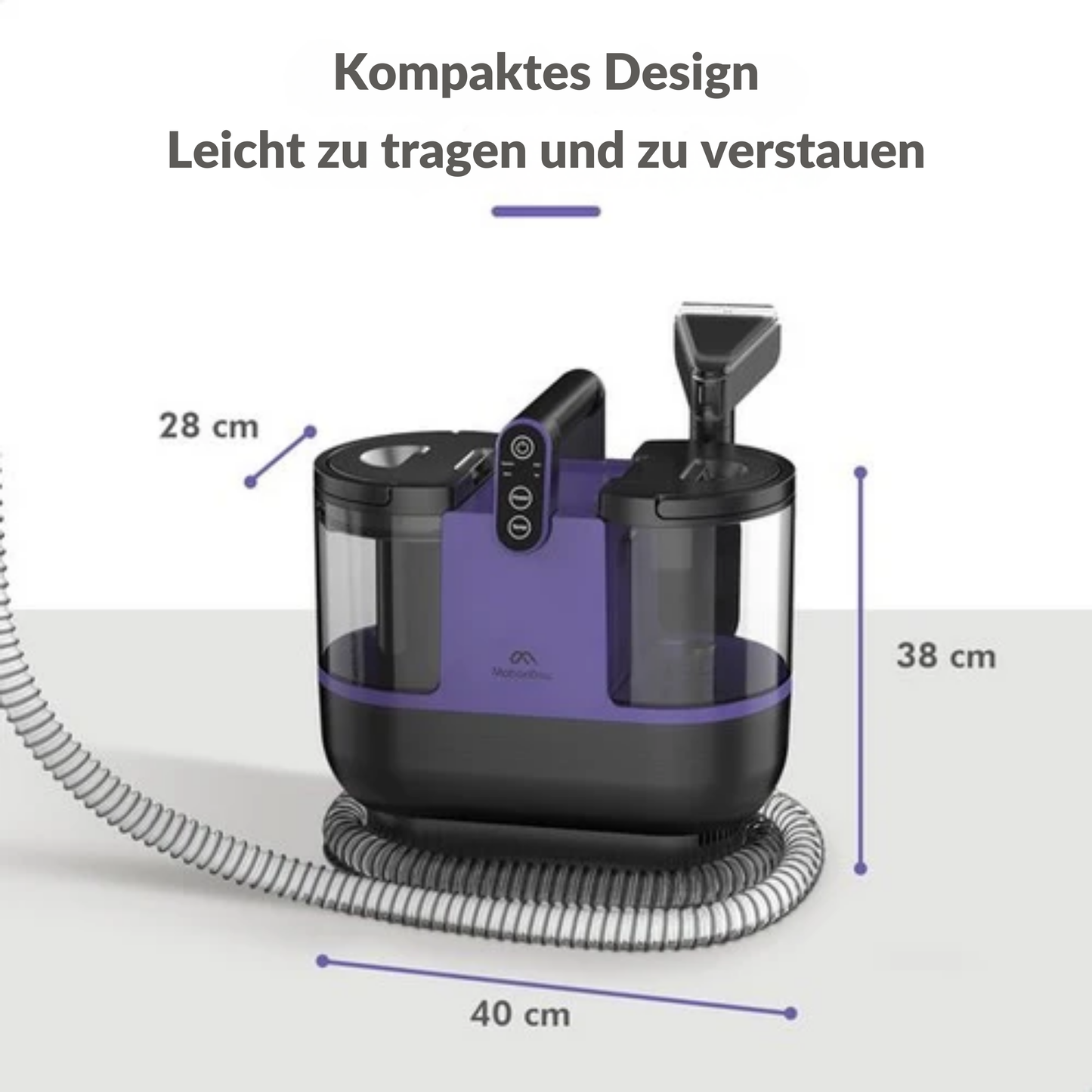Motionflow 4-in-1 Teppichreiniger - 1800 ml Wassertank - Heizfunktion - Selbstreinigend - 40 x 28 x 38 cm - Lila