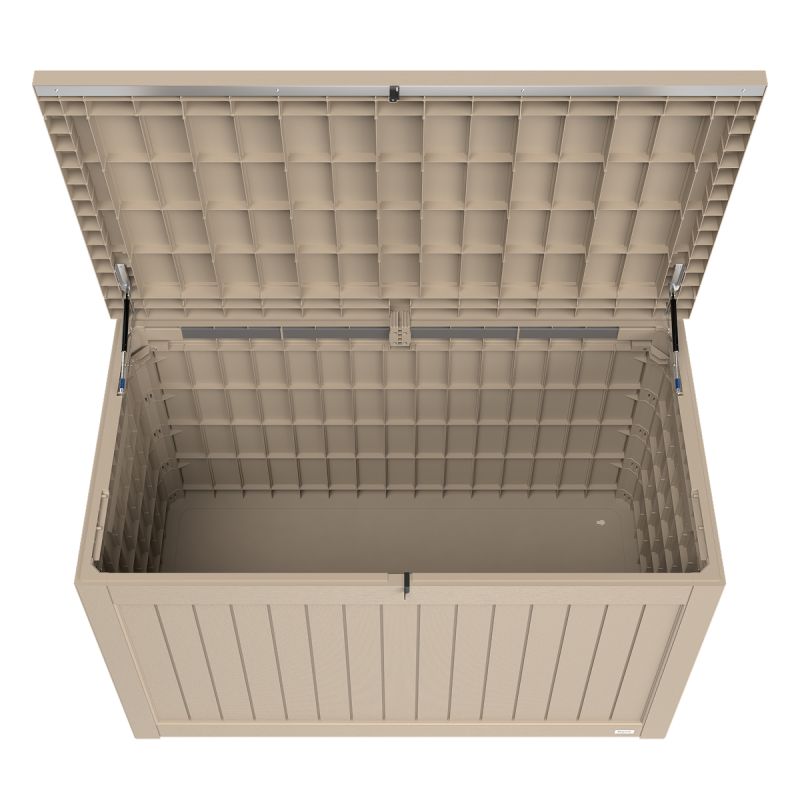 LifeGoods Kissenbox XL - 870L - Kunststoff Holzoptik - Grau - Extra groß