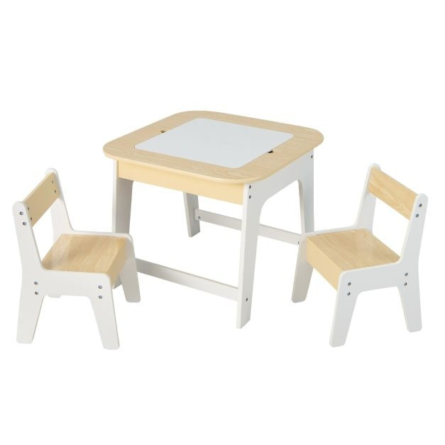 Coast Kindertisch mit 2 Stühlen 3 TLG Kinderstuhlgruppe Holz mit doppelseitiger Tischplatte