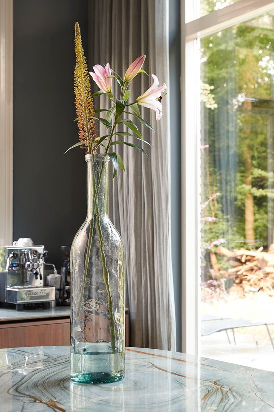 Mica Decorations Rioja Flaschenvase - H50 x Ø15 cm - Recyceltes Glas - Dunkelgrau