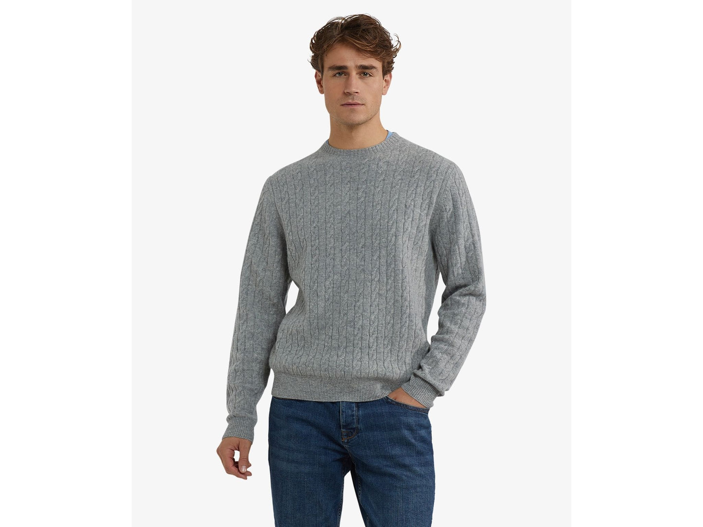 McGregor Pullover mit Rundhalsausschnitt, mittelgrau, meliert - Größe S