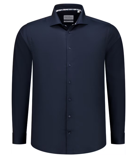 Boston Brothers Wide Spread Shirt - Navy Twill - Größe 41 - Slim Fit - 100% Baumwolle