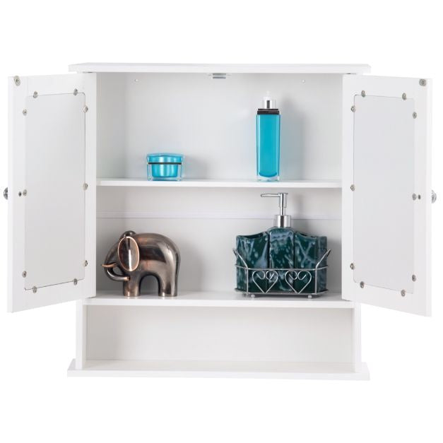 Coast Badezimmerschrank mit Spiegel und Regal - 58,5 x 56,5 x 13,5 cm - Weiß