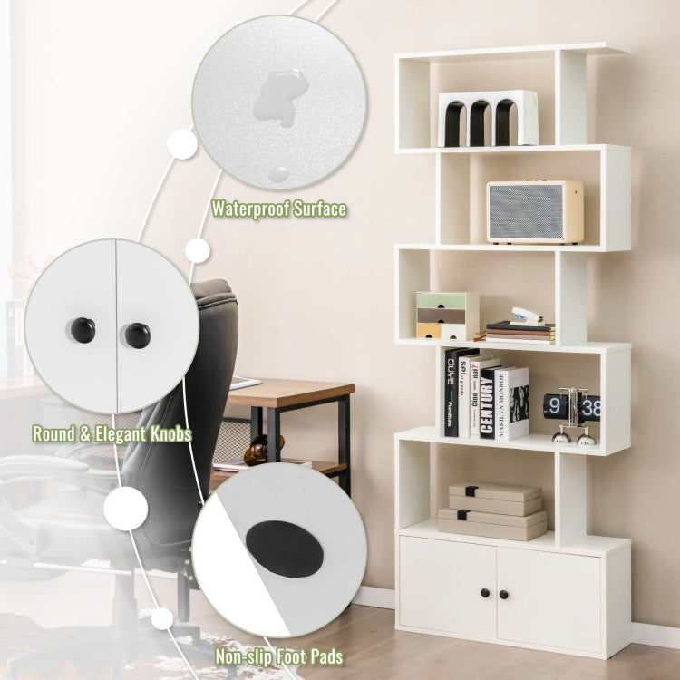 Coast Bücherregal - mit 6 Ebenen - Schrank mit Türen -
