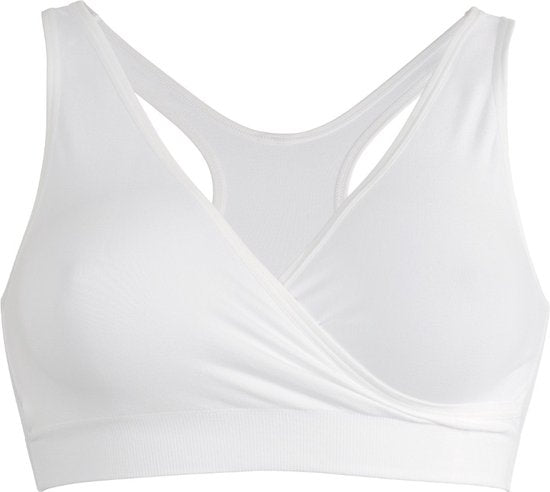 Medela Keep Cool Sleep-BH – Nahtloser Schlaf-BH – Schwangerschafts-BH – Still-BH mit 2 atmungsaktiven Zonen – Soft-Touch-Material – Weiß – Größe S