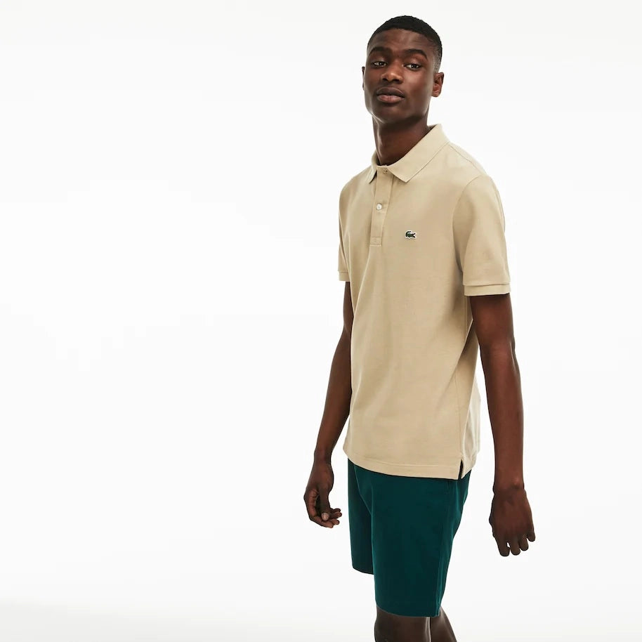 Lacoste Slim Fit Polo Shirt - Kurzarm - 100% Baumwolle - Beige - Größe XS