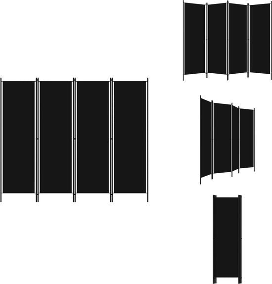 vidaXL – Raumteiler – mit – 4 – Paneelen – 200 x 180 – cm – schwarz