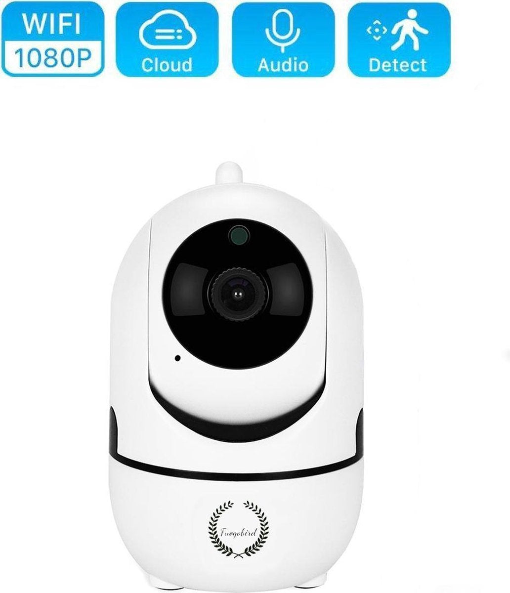 Fuegobird Sicherheitskamera - 1080P - 2.4G/5G WIFI - Bewegungs- und Tonerkennung - Weiß