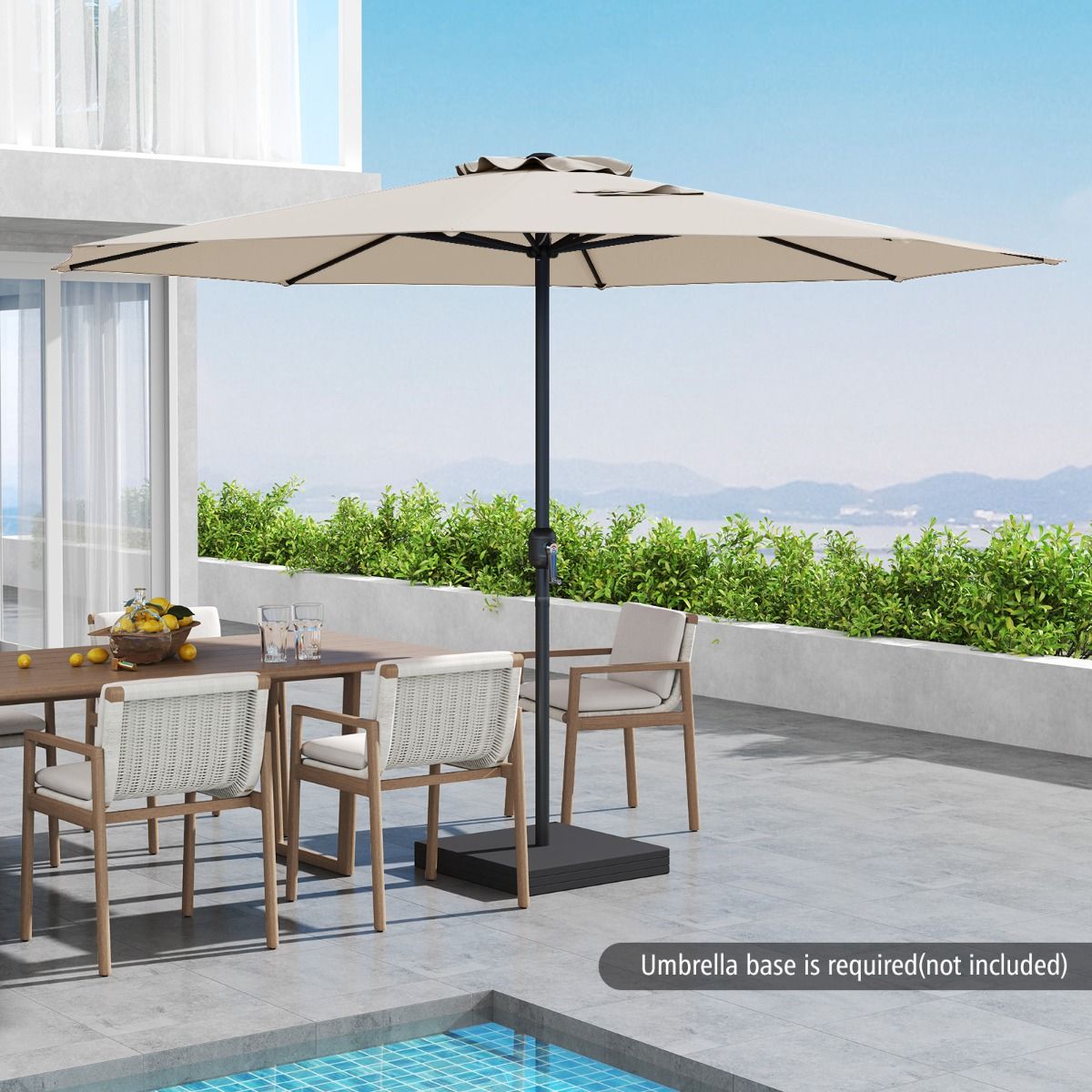 Coast Terrassenschirm – großer Tischschirm – 8 stabile Speichen – beige – 360 cm