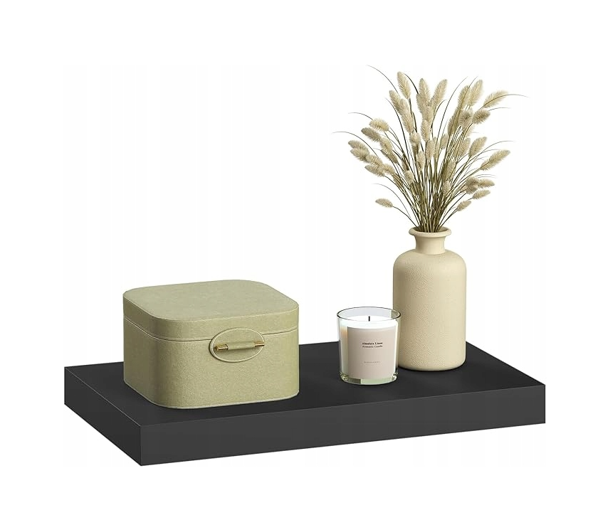 Esituro Wandregal, freihängend, 50 cm – 2er-Set – Schwarzes MDF – Modern