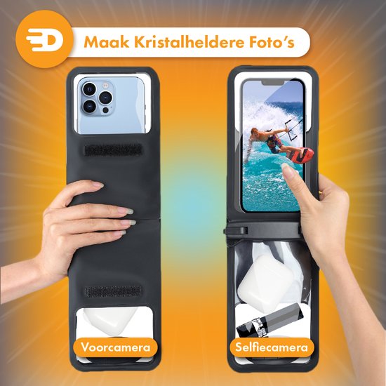 Drivv. Wasserdichte Handytasche 2 in 1 mit Kabel - Universal bis zu 6,7 Zoll - Unterwassergehäuse Telefon - Schwarz