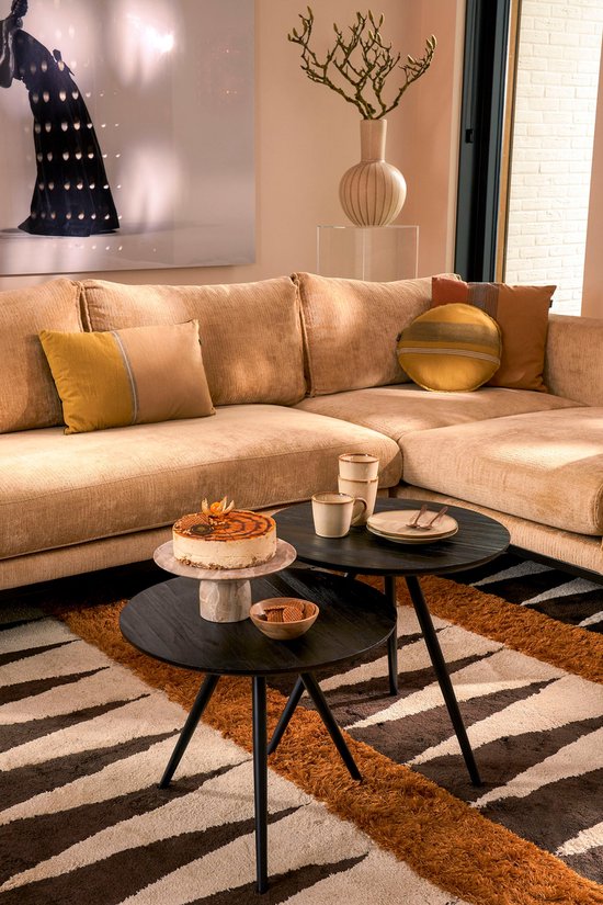 Mica Decorations Jailey Beistelltisch - 2er-Set - H49 x Ø50 cm - Recyceltes Holz - Schwarz