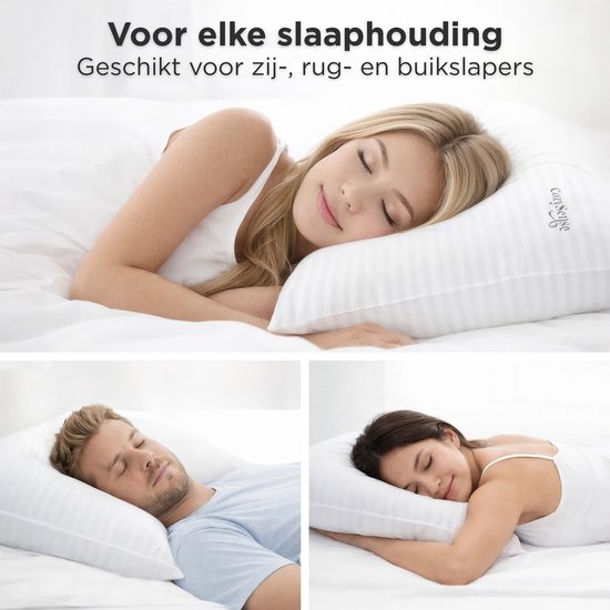 CozySense® Kissen - 2er Set - 50x70 CM - Premium Schlafkissen - 100% Baumwollbezug - Kopfkissen - Stützkissen für Seiten-, Bauch- und Rückenschläfer