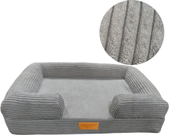 By Cee Cee Orthopädischer Hundekorb - Orthopädisches Hundekissen - Hundebett - Gerippter Stoff - Für kleine Hunde - Dunkelgrau - 80x55