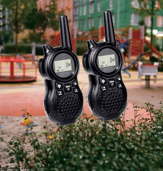 Denver WTA446 Walkie Talkie für Kinder - 5 km Reichweite - 2 Geräte - 8 Kanäle - Gürtelclip