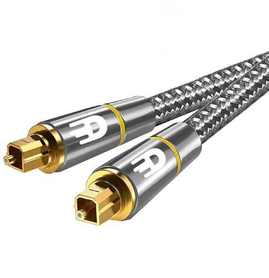 Drivv. Premium Toslink-Optikkabel aus Nylon – Optisches Audiokabel – Soundbar – Stecker-Stecker – 1 Meter – Grau