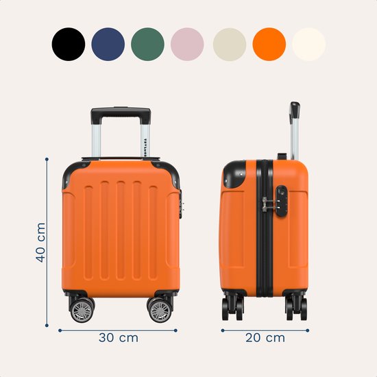 TRVLMORE Handgepäckkoffer – 40 x 30 x 20 cm – Unter-Sitz-Gepäck – 24 l – Zahlenschloss – 4 Rollen – Orange