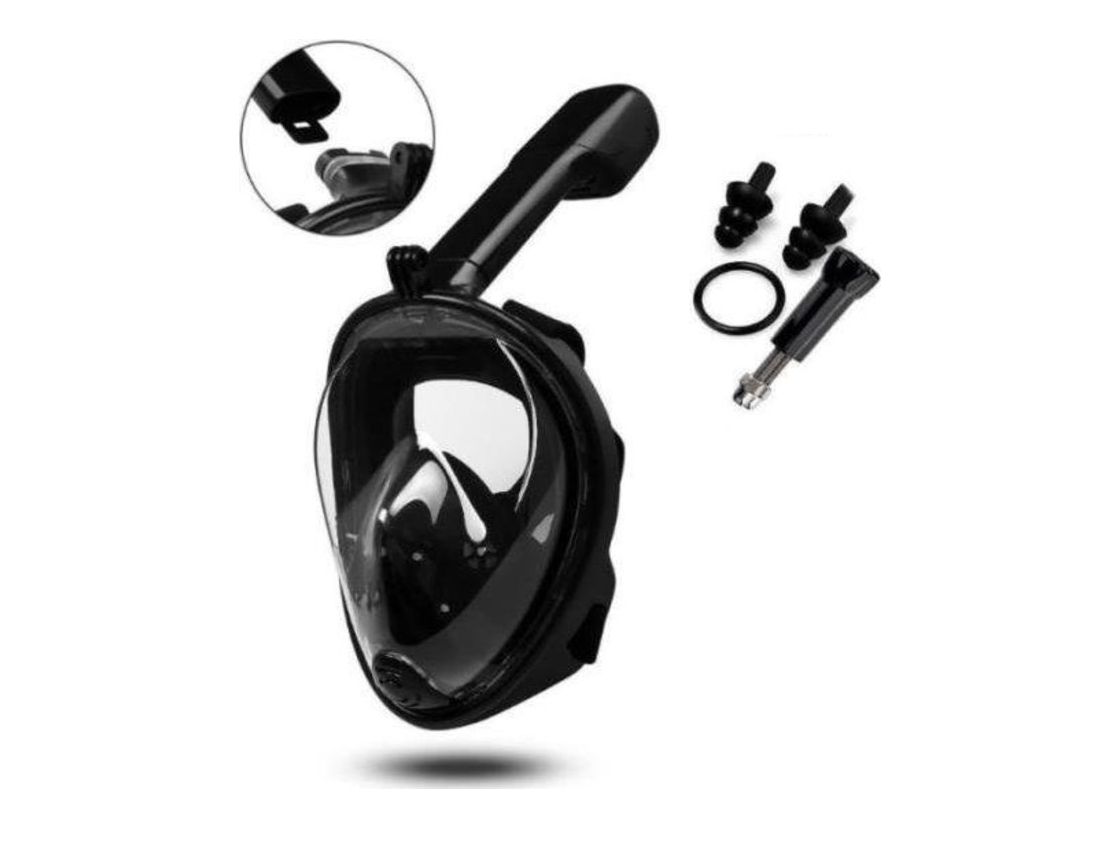 Gadgy Tauchmaske Full Face S/M - Taucherbrille mit Schnorchel - Schnorchelset Erwachsene - Schwarz - Schnorchelmasken