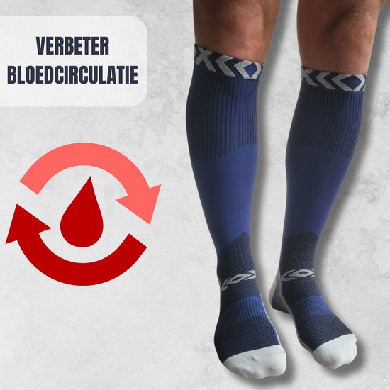 Sandside Support Socks - Kompressionssocken - Laufsocken - Premium Active - Dunkelblau - Größe 36-40 S/M -2 Paar
