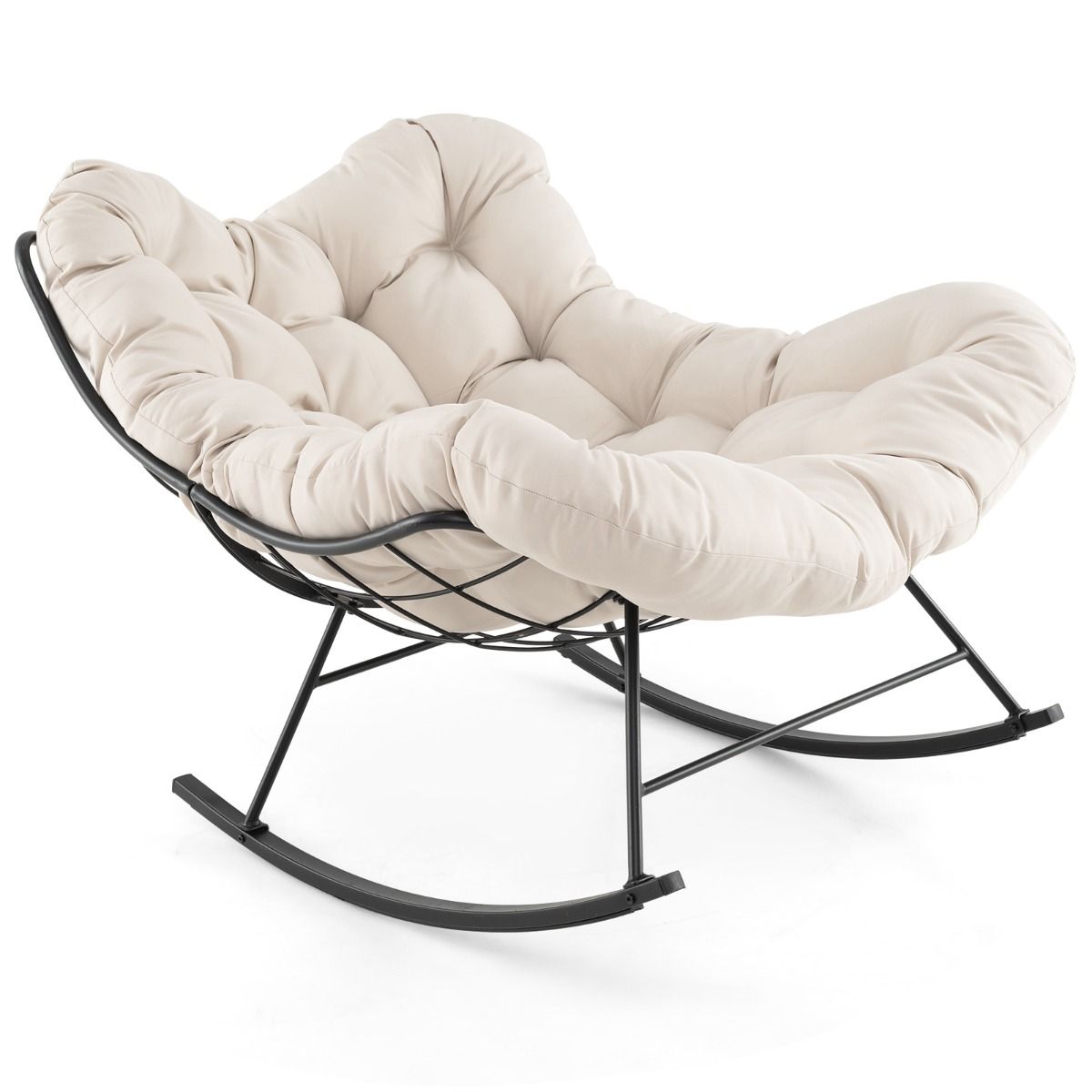 Coast Schaukelstuhl mit gepolstertem Kissen - 110 x 95 x 94 cm - Kapazität 205 kg - Beige