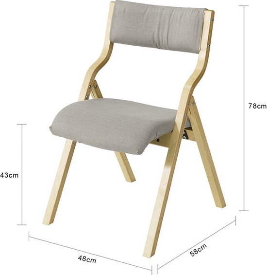 Klappstuhl - Küchenstuhl - Bürostuhl für Kinder - Gestell aus Birkenholz - Gepolsterter Komfort - Abnehmbarer und waschbarer Bezug - 48 cm x 14 cm x 91 cm