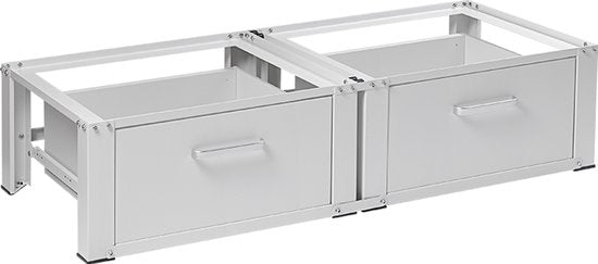 Vonia Waschmaschinenaufsatz - Doppel - Aufsatz für Waschmaschine und Trockner - Waschmaschinenaufsatz mit Schublade - Waschmaschinenschrank - Waschmaschinenumbau - Weiß