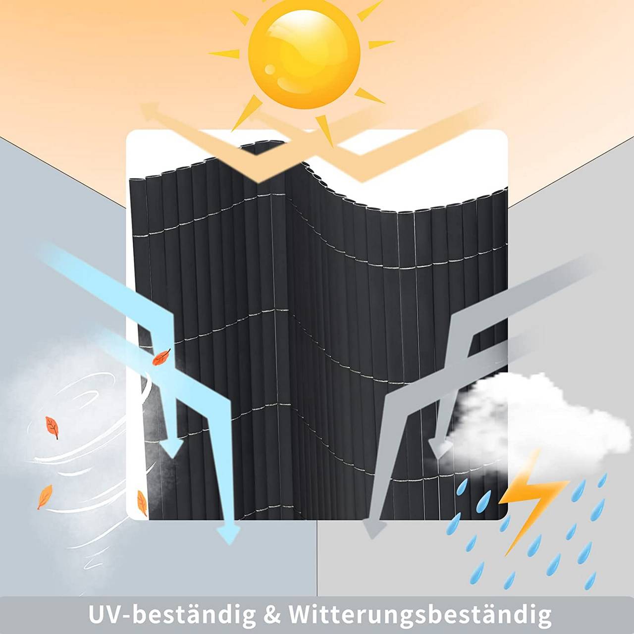 WOLTU PVC-Sichtschutzmatte – Windschutz – Grau – 400 x 100 cm