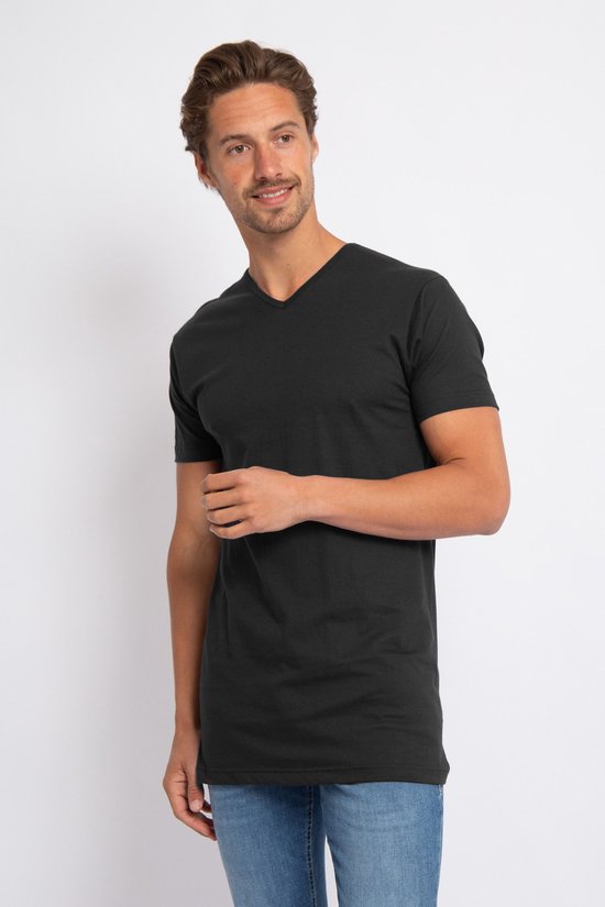 Alan Red T-Shirt Vermont – extra lang – V-Ausschnitt – schwarz
