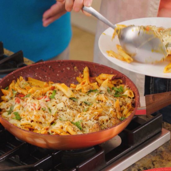 Livington Copper & Stone Pan – 28 cm große Bratpfanne – Antihaftbeschichtung und kratzfest – Granit-Optik – innere Steinschicht für perfekte Wärmeverteilung – geeignet für Ceran, Gas, Elektroherd und Induktion