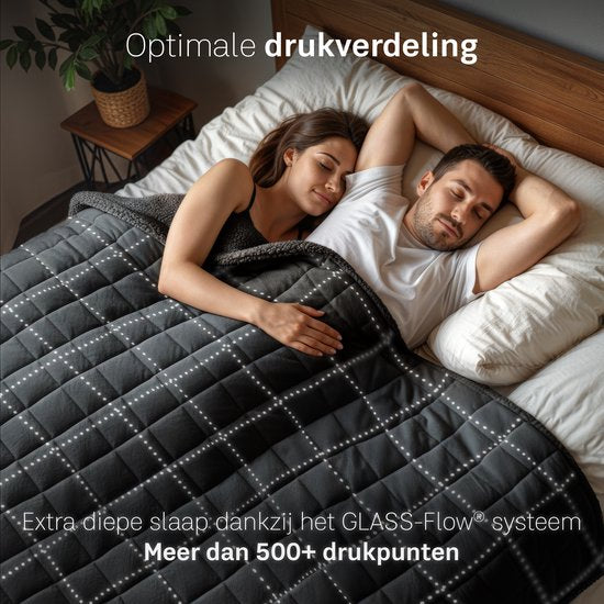 CozySense® Gewichtsdecke 11 kg - 2-Personen - Gewichtsdecke - Gewichtsdecke - GLASS-Flow® Druckverteilung - Gewichtsdecke - Flanell-Samt & Sherpa - Schwarz