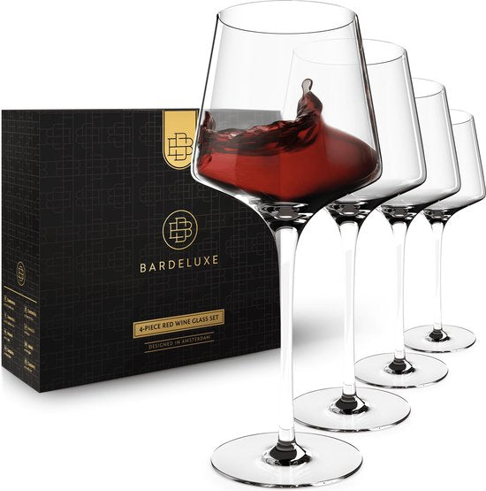 BarDeluxe® Weingläser Rotwein - Luxusgeschenk - Kristallweinglas 640ml - Rotweingläser Kristall - Handgemacht - Perfekt für Bar oder Diner