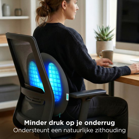 CozySense® Rückenstütze - Verstellbares Rückenkissen für den unteren Rücken - Lumbalkissen für Auto, Bürostuhl, Bett & Sofa - Ergonomisch - Mit Coolgel - Mittlere Festigkeit - Waschbarer Bezug