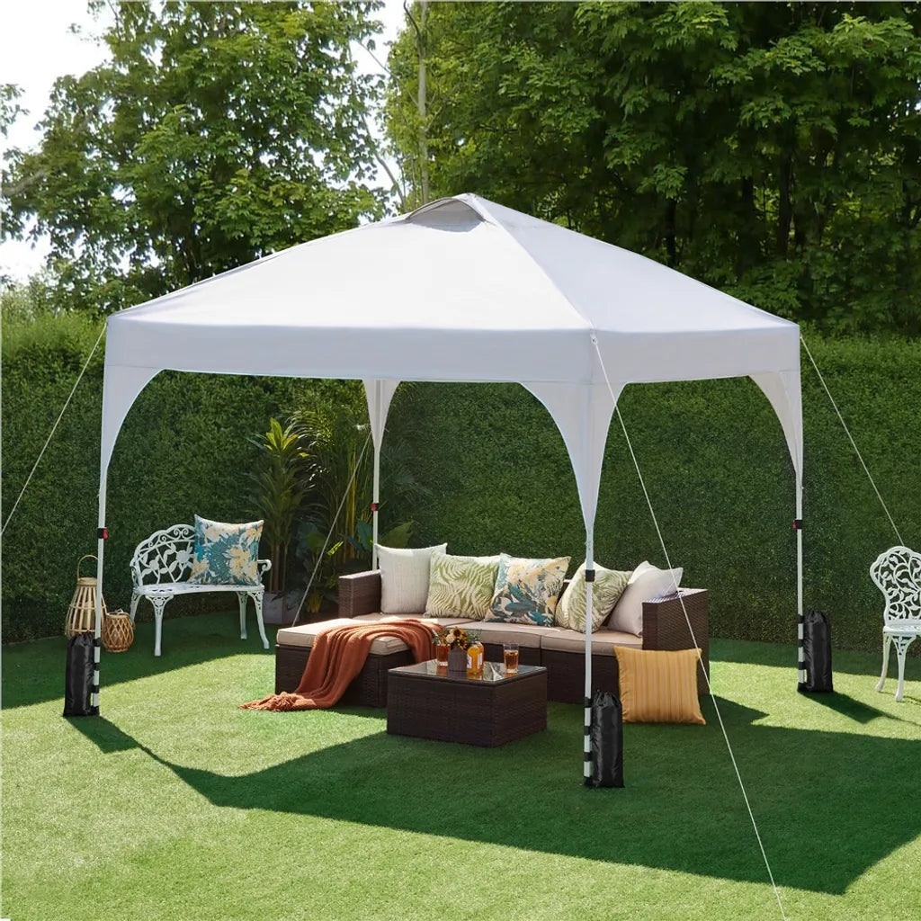 Yaheetech Faltbares Partyzelt 3 x 3 m – Weiß – Verstellbarer Pop-up-Pavillon mit Tragetasche