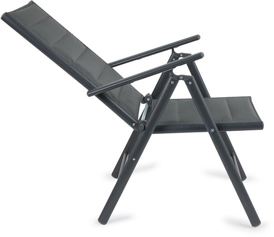 909 OUTDOOR Gartenstühle mit Polster-Set (2er-Set) – zusammenklappbar – verstellbar – Aluminium & Polyester – 67 x 56 x 106 cm