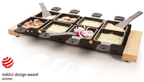 Boska Partyclette® XL - Raclette Grill Set - 8 Personen - Schwarz - 48x18 cm