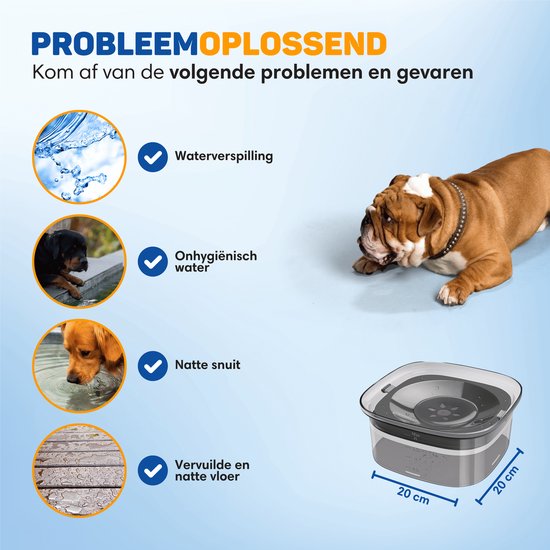 Vulpes Goods® Trinknapf Hund - Wassernapf für Hunde - Anti-Sabber - Reduziert das Schlabbern - Transparent - Für unterwegs - 2L - Schwarz