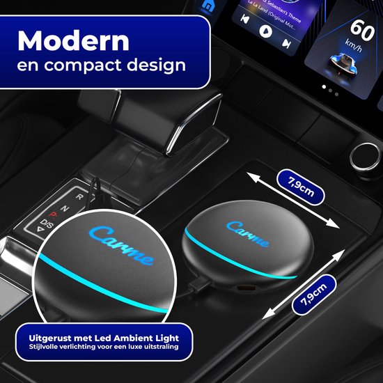 CarMe CarPlay AI Box - Installieren Sie jede App auf Ihrem Auto-Bildschirm - Youtube & Netflix - Upgrade CarPlay und Android Auto - CarPlay Dongle - Android Auto Dongle - Neuestes Modell 2024 - Schwarz