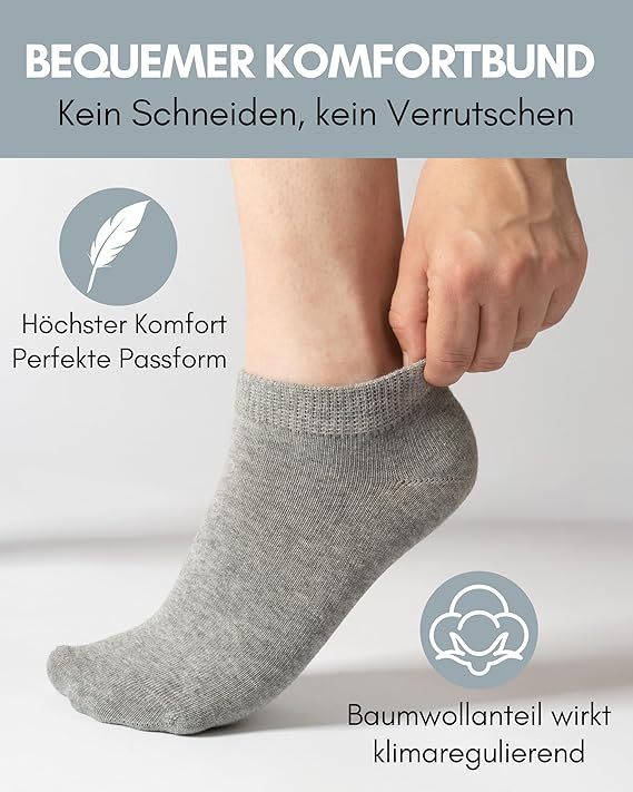 Heroism Sneaker Socken für Damen und Herren 10 Paar - Kurze Socken mit atmungsaktiver Baumwolle - Größe 35-38