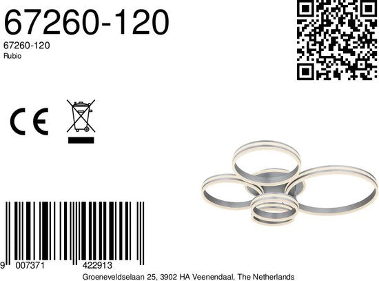 Globo Deckenleuchte Rubio - grau - Metall - 67260-120