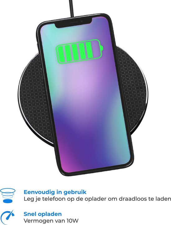 The Life Style Goods - Drahtloses Ladegerät 10W - Inklusive Kabel - Drahtloses Ladegerät - Schnelles Ladegerät - iPhone und Samsung