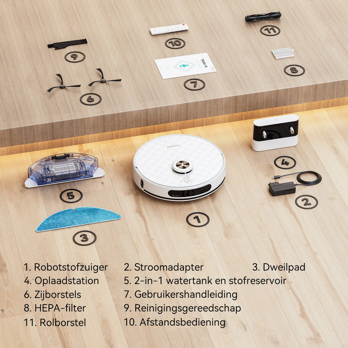 Tesvor S8 Pro Roboterstaubsauger mit Wischfunktion – 8000 Pa Saugkraft, LiDAR-Navigation, Teppicherkennung, 240 Min. Betriebszeit – Weiß – 116,84 × 76,2 × 38,1 cm