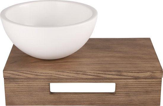 Differnz Waschbeckenablage 40x25x10cm rechteckig mit Handtuchhalter Eiche braun