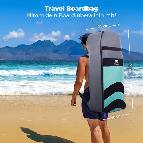 LifeGoods SUP Board - Mit Sitz - Aufblasbares Paddle Board - Komplettset - Max. 135KG - 320x81cm - Mintgrün/Schwarz