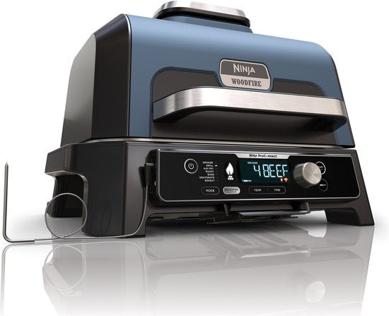 Ninja Woodfire Pro Connect XL – 7-in-1-Elektro-Smart-BBQ-Grill und Smoker – inklusive digitalem Fleischthermometer – Connect-App – OG901EU