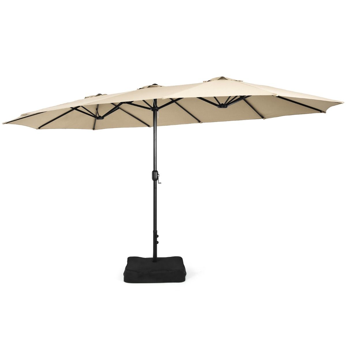 Coast Doppel-Terrassenschirm mit Ständer – XXL-Schatten – Kurbelmechanismus – Beige 451,5 x 264 cm