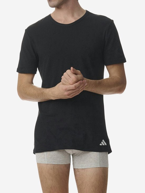 adidas Sportswear 2er-Pack T-Shirt mit Rundhalsausschnitt – Active Flex Cotton – Unterhemden für Herren – 2x schwarz