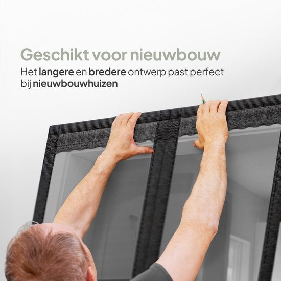 O'DADDY Türvorhang Deluxe FIBER - Magnetischer Fliegenvorhang - Für Neubauten und Standardtüren - Einfache Installation - Schwarzes Horn - 100x210 cm