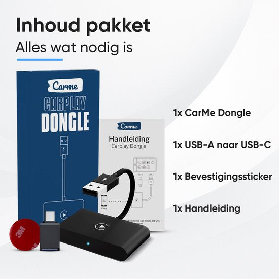 CarMe Luxe Carplay Dongle - Wireless Carplay - Schwarz - Nur mit integriertem Apple CarPlay und iPhone verwenden - Verbessertes Modell